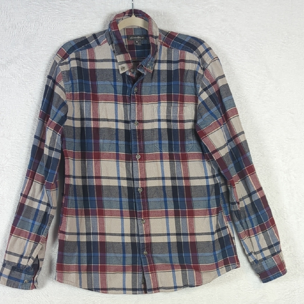 Eddie Bauer Men's Plaid‎ Classic Fit Long Sleeve Button Shirt Size M